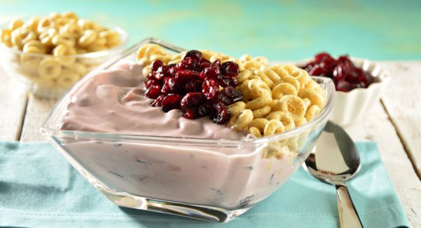 Yougurt con arándanos y cereal