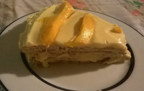 Pay helado de mango con galletas Marías